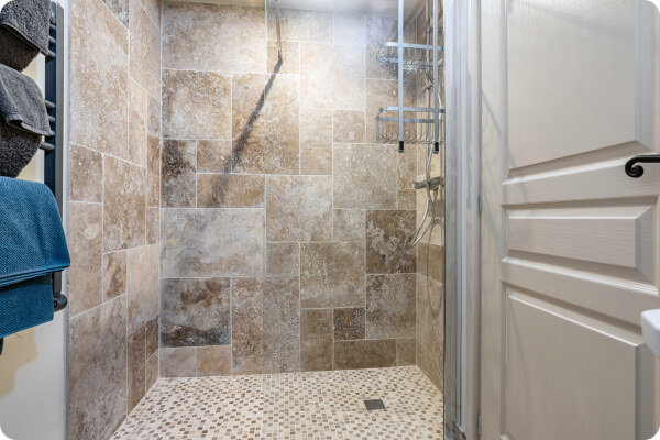 Modern tiles in a shower